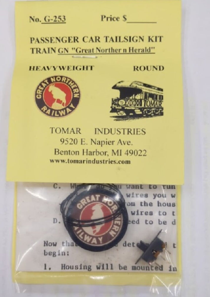 Tomar Industries 253 G Scale Lighted Drumhead Kit Great Northern Trainz