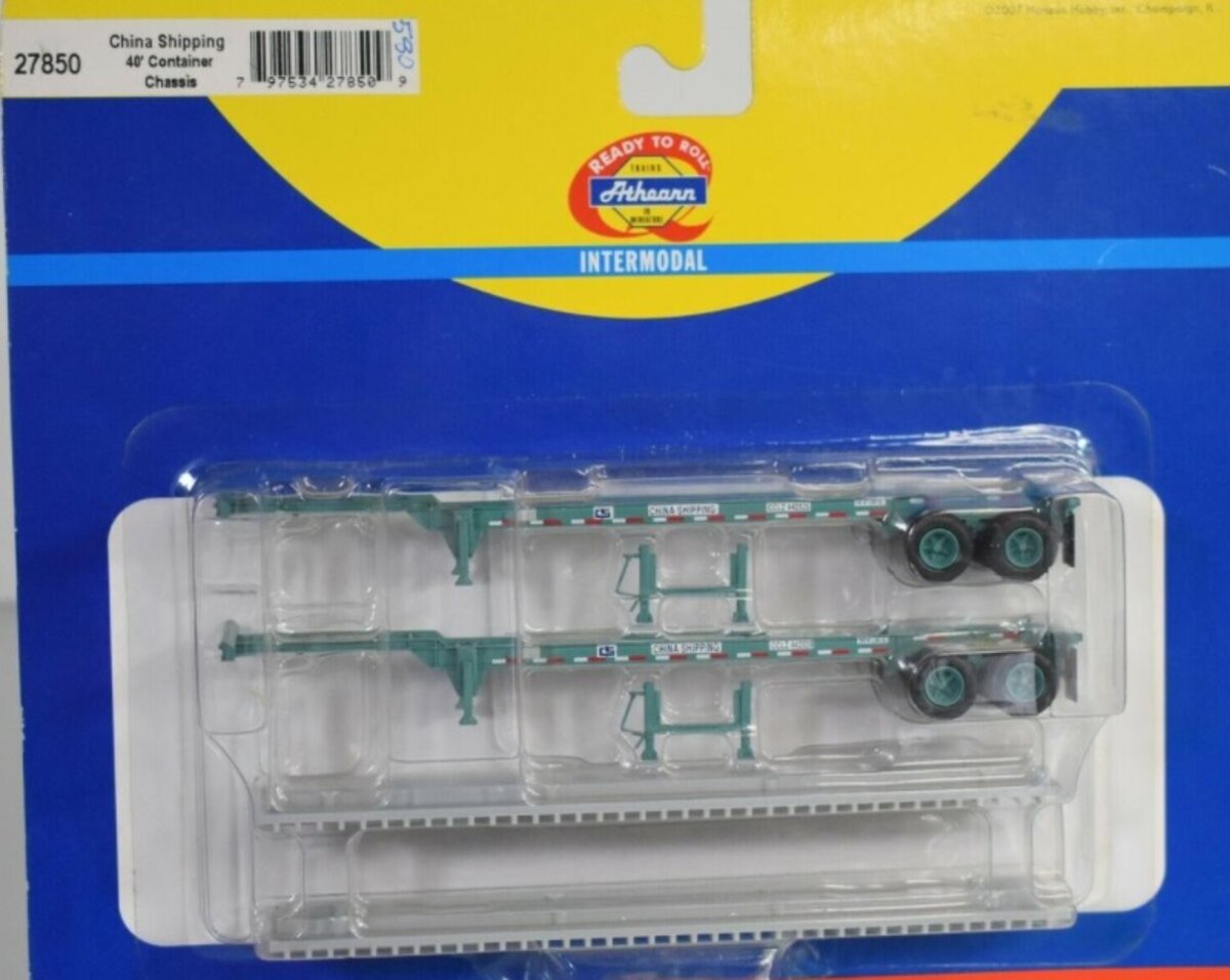 Athearn 27850 HO China Shipping 40' Container Chassis (Set of 2)