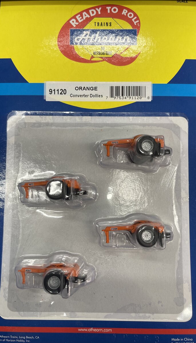 Athearn 91120 HO Orange Trailer Converter Dollie (Set of 4)