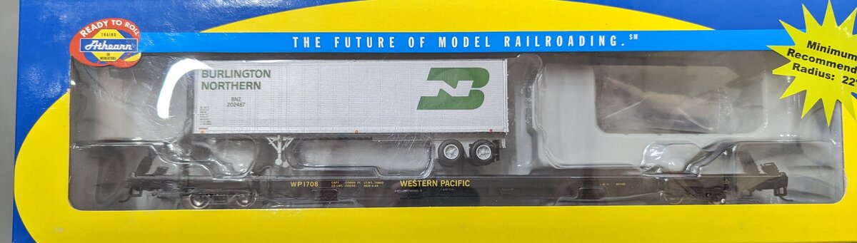 Athearn 74243 HO Scale Western Pacific 85' All Purpose Flatcar W/45' Trailer