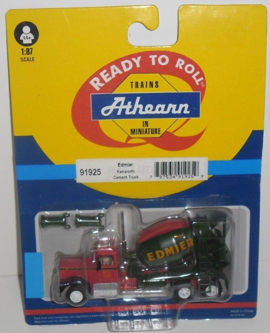 Athearn 91925 HO Edmier Kenworth Cement Truck Mixer Ready To Roll