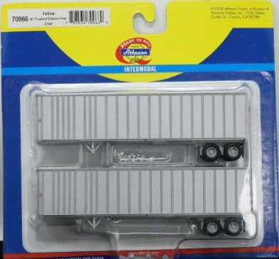 Athearn 70966 HO Yellow 40'' Exterior Post Trailer RTR (Set of 2)
