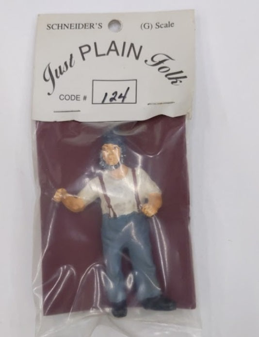 Just Plain Folk 124 G Scale Worker with Suspenders