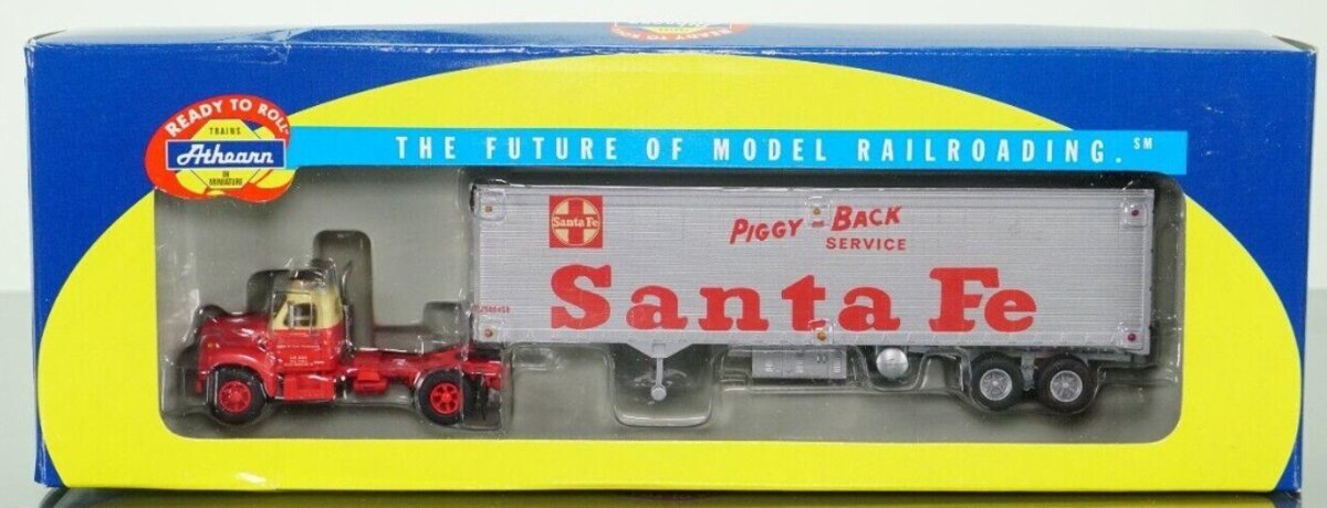 Athearn 93191 HO Santa Fe Mack B Tractor W/40' Reefer Trailer SF/Piggy-Back