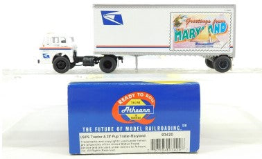 Athearn 93420 USPS Maryland Tractor & 28' Maryland Pup Trailer