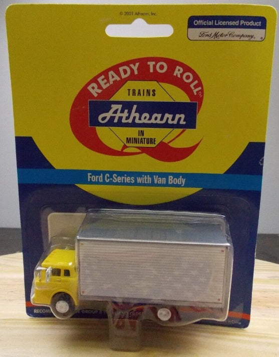 Athearn 02747 HO Yellow/White Ford C-Series With Van Body Ready to Roll