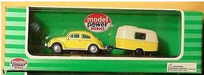 Model Power 19662 1:87 Yellow/White Volkswagen Beetle w/Camper