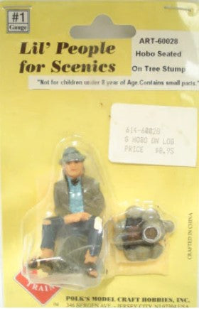 Aristo-Craft ART60028 G Scale Hobo Seated on Tree Stump Figure