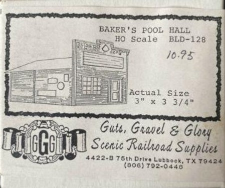 Guts, Gravel & Glory BLD-128 HO Baker''s Pool Hall Kit