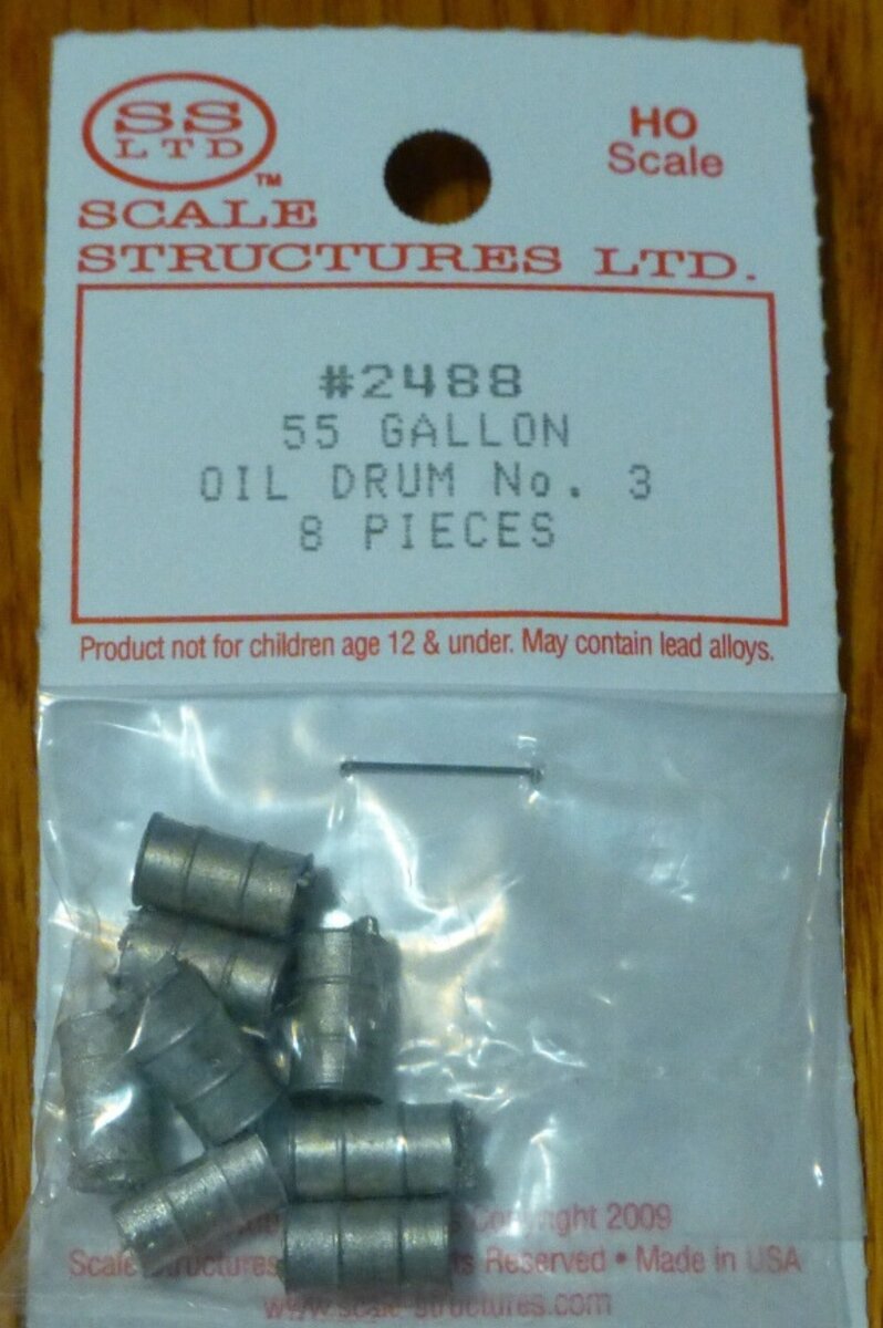 Scale Structures 2488 HO 55 Gallon Oil Drum No. 3 (Pack of 8)