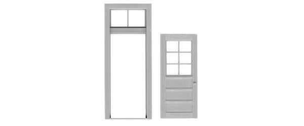 Tichy 2037 O 6 Lite Door and Frame W/2-Lite Transom 36" W x 84 H (Pack of 2)