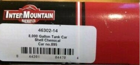 InterMountain 46302-14 HO Shell Chemical 8000 Gallon Tank Car # 895