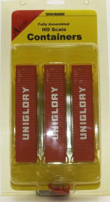 A-Line 30257-01 HO Uniglory 40'Corrugated Containers#8081816/8101671&816060Pack3