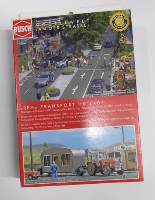 Busch 1407 1:87 Trailer w/Aluminum Building