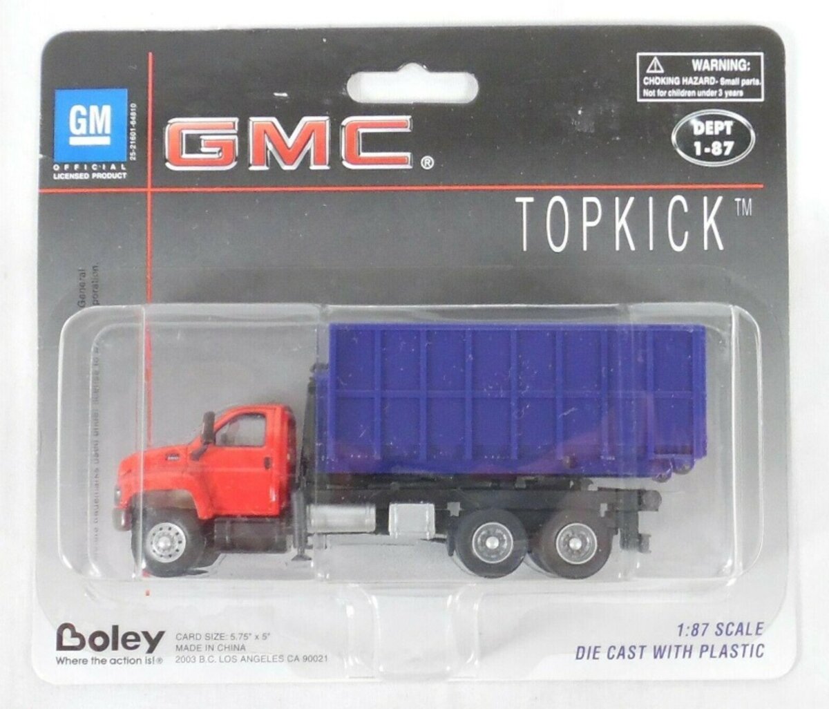 Boley 3017-12 HO Dept 1-87 Red/Blue GMC Roll-On/Off Dumpster