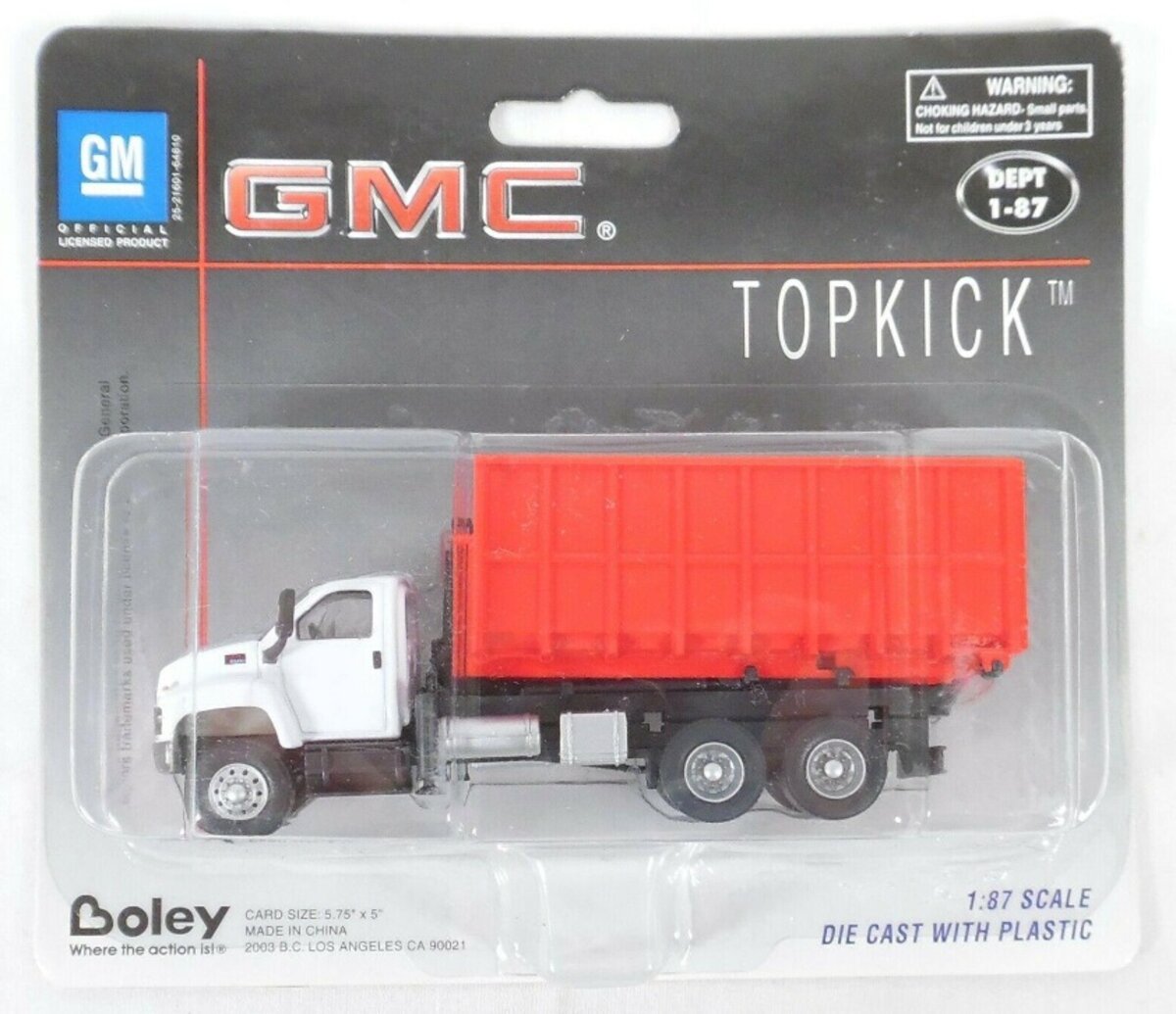Boley 3017-71 HO Dept 1-87 Topkick White/Red GMC Roll-On/off Dumpster