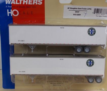 Walthers 933-2201 1:87 48’ Trailer BNSF (Pack of 2)