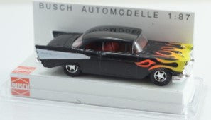 Busch 45010 1:87 Black Chevrolet Bel Air 2 Door w/Flame Graphics Crazy Cars