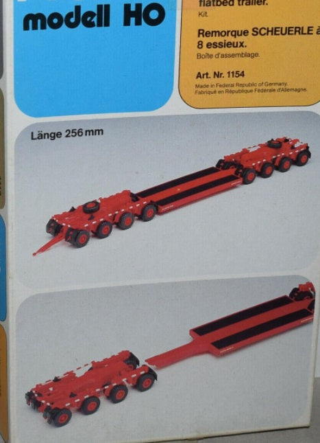 Preiser 1154 HO Scheuerle 8-Axle Flatbed Trailer Plastic Model Kit