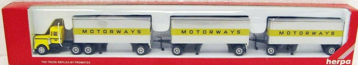Herpa 6068 HO Motorways Kenworth Tractor W/ Triple Trailer