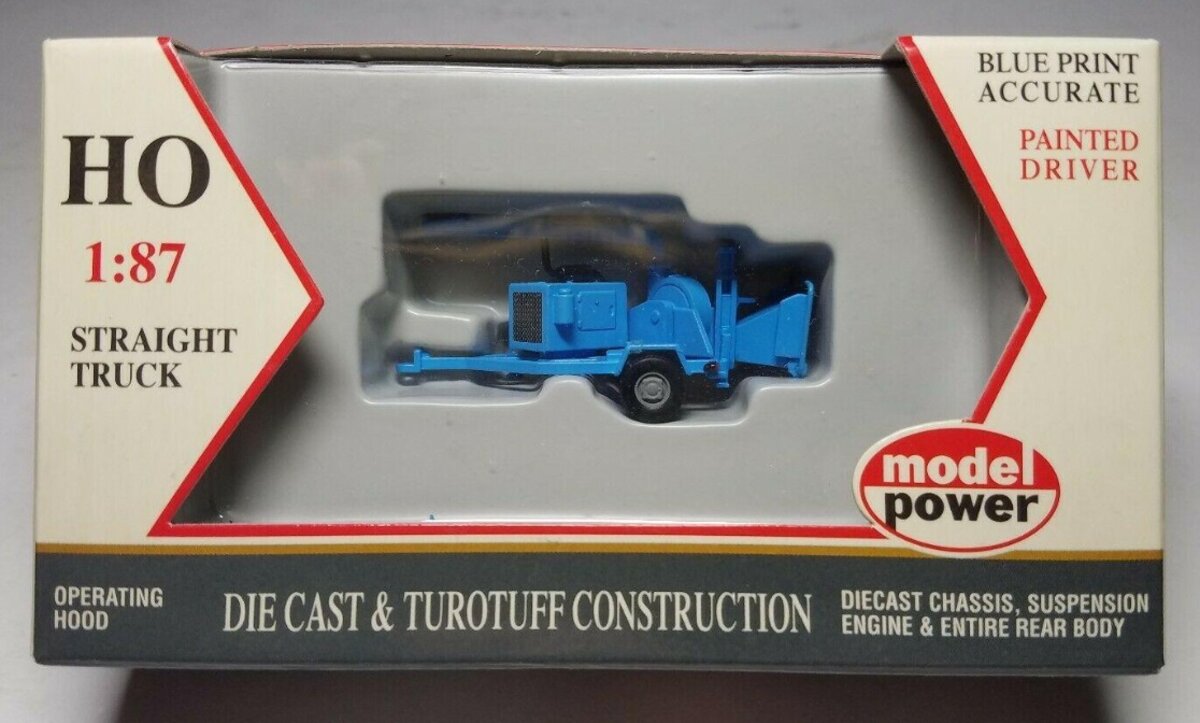 Model Power 26002 HO Blue Wood Chipper Diecast 18'''' Straight Truck