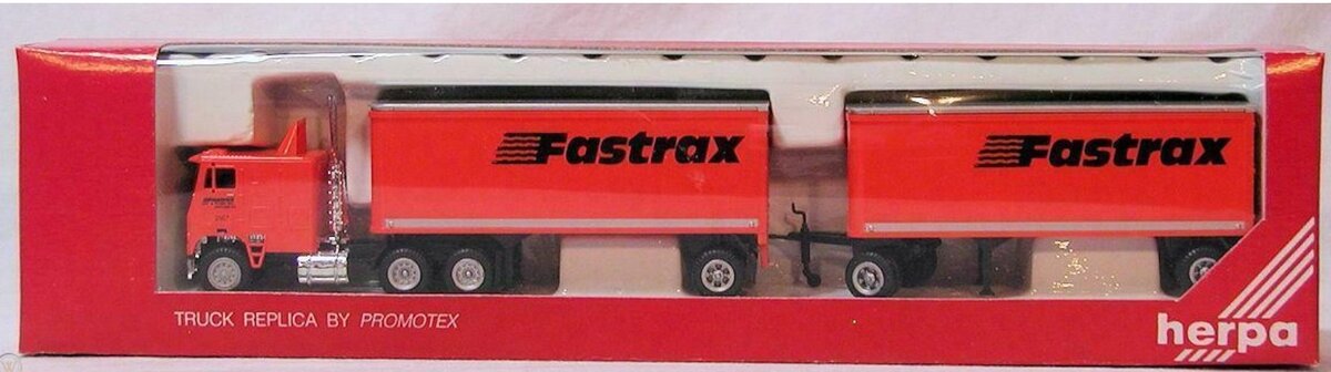 Herpa 6180 HO By Promotex Supercab Fastrax Tractor With 2 Trailer
