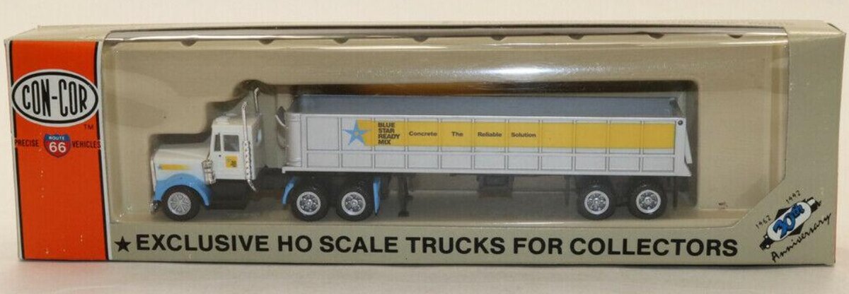 Con-Cor 0004-002034 HO Blue Star Gravel Truck Tractor & 35' Dump Trailer