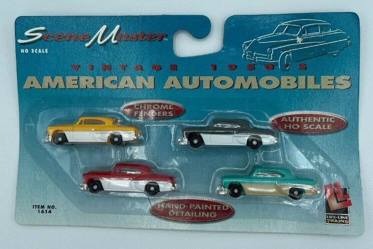 Life Like 1614 HO Scenemaster Vintage 1950''''s American Automobiles (Pack of 4)