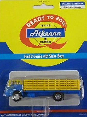 Athearn 2734 HO Blue & Yellow Santa Fe Ford C-Series With Stake Bed