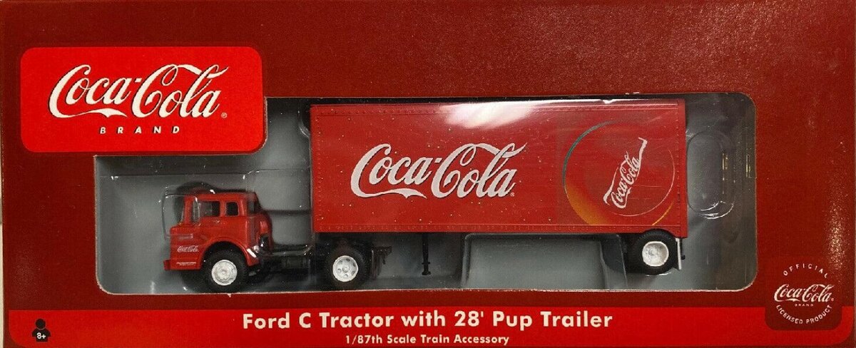 Athearn 8240 HO Red Ford C Tractor W/28' Pup Trailer Coca-Cola Disc Icon