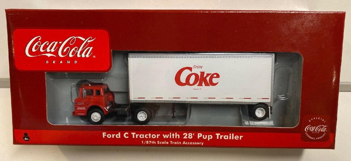 Athearn 8243 HO Enjoy Coke Red Ford Ctractor With White Trailer