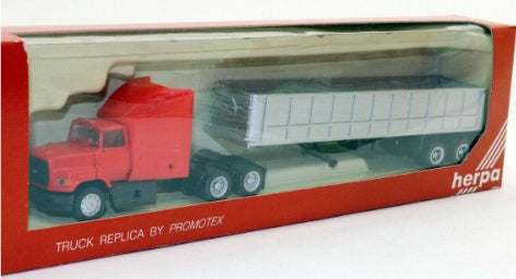 Herpa 6162 HO Red Semi Tractor W/Gravel Dump Trailer