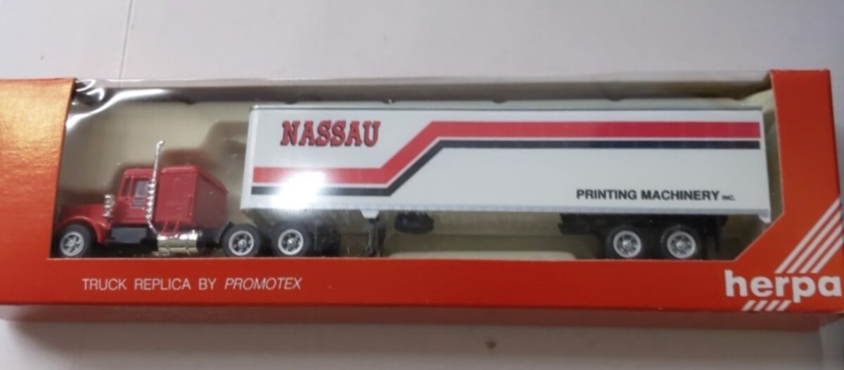 Herpa 6188 HO By Promotex Nassau Long Kenworth W-900 45’ Tractor Trailer