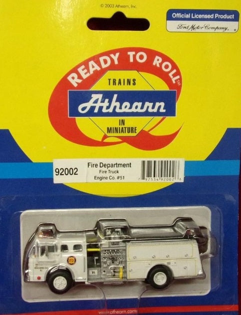 Athearn 92002 1:87 Ready To Roll Fire Department Fire Truck Engine Co. # 51
