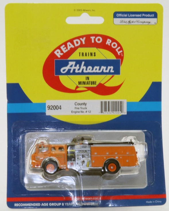 Athearn 92004 HO Ready To Roll Orange County Fire Truck Engine No. # 12