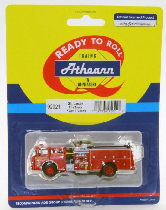 Athearn 92021 HO St Louis Ford C Fire Truck Foam Truck Road # 4 Ready To Roll