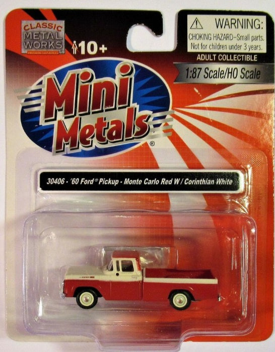 Classic Metal Works 30406 HO Mini Metals Mote Carlo Red '60 Ford Pickup Truck