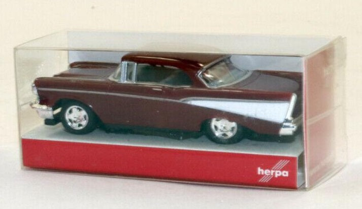 Herpa 21982 HO Scale Maroon Chevrolet Bel Air 1957