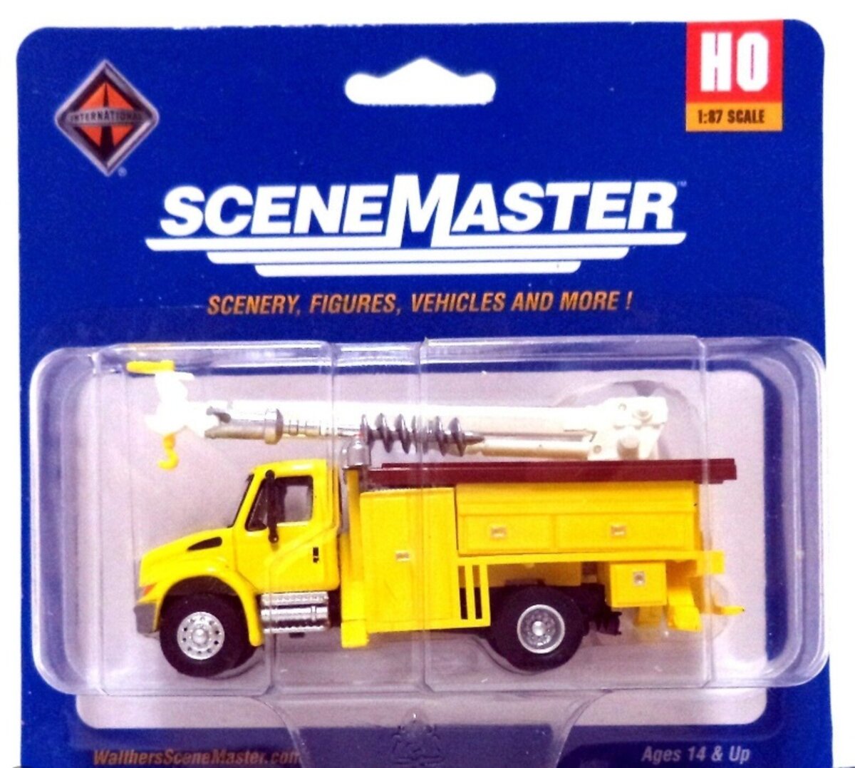 Walthers 949-11732 HO Assembled Yellow International 4300 Utility Truck w/ Drill