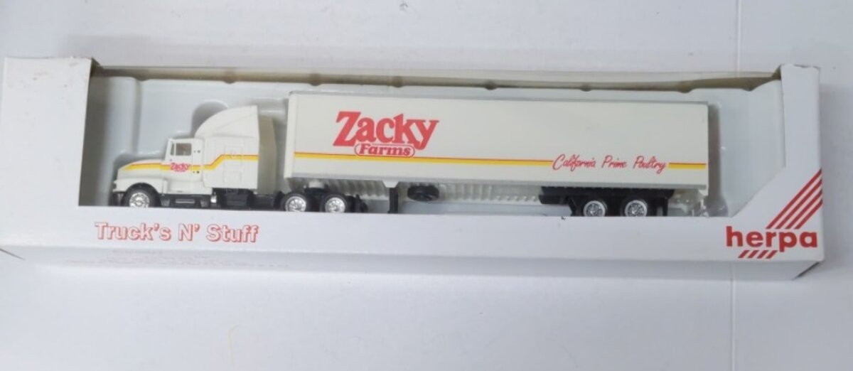 Herpa 517 HO Trucks N'''' Stuff Zacky Farms T600 Kenworth 45'''' Van Tractor Tra