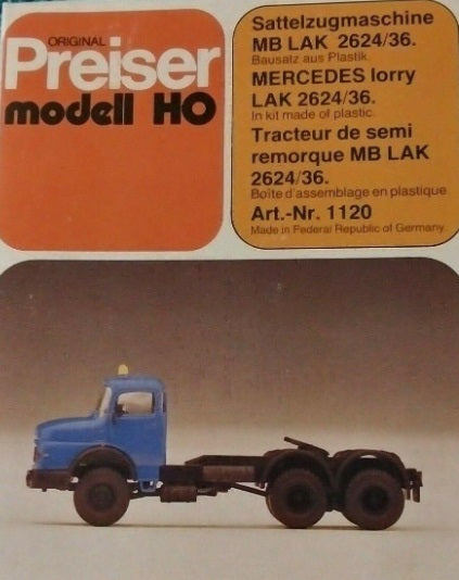 Preiser 1120 HO Mercedes-Benz Lorry LAK 2624/36 Tractor Plastic Model Kit