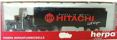 Herpa 141710 HO Kenworth W-900 40' Hitachi Tractor Trailer