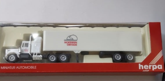 Herpa 6026 HO Peterbilt Delivery Van North Cartage Tractor Trailer