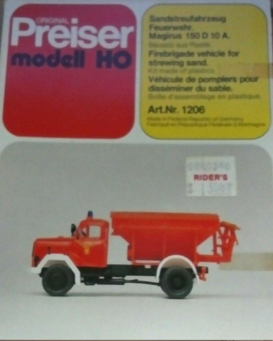 Preiser 1206 HO Magirus 150 D 10 A Firebrigade Truck Plastic Model Kit