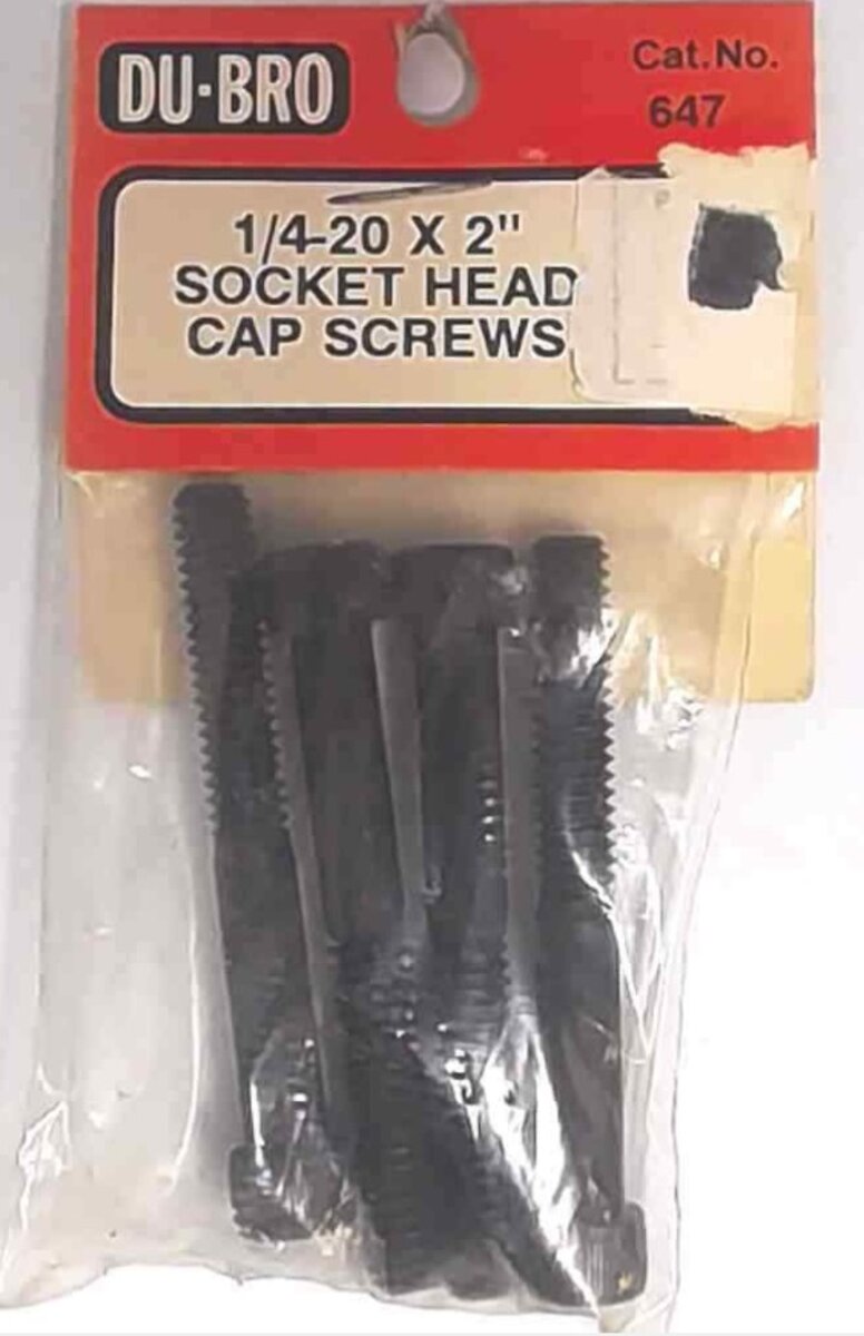 Dubro 647 1/4-20 x 2" Socket Head Cap Screws (Pack of 4)