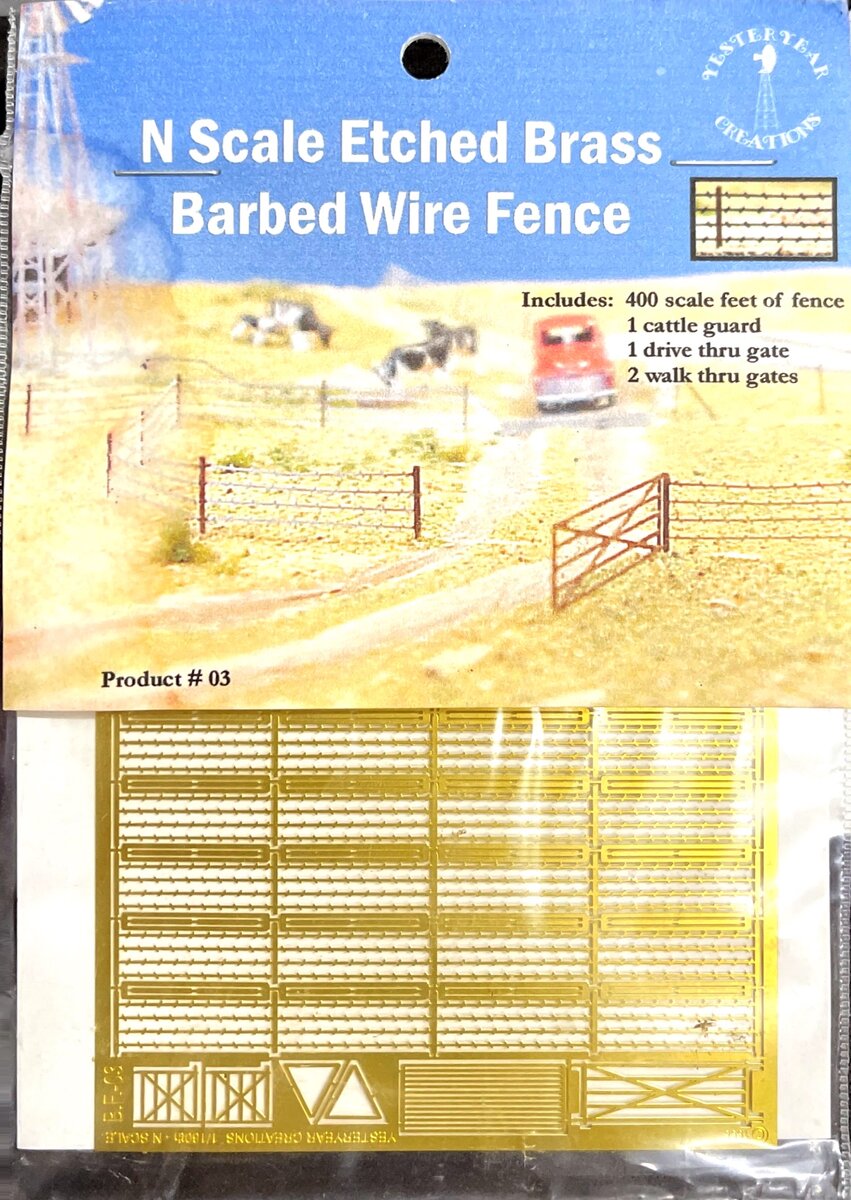 Yesteryear Creations 1:160 BF 03 N Scale Etched Barbed Wire Fence Brass Kit