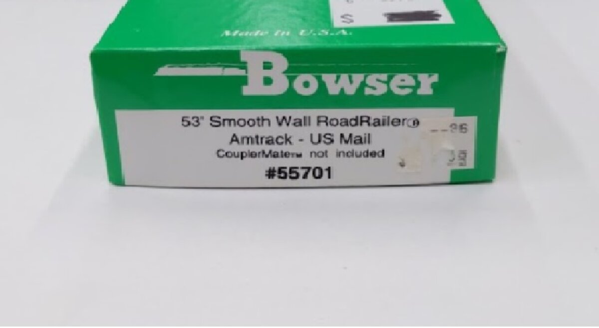 Bowser 55701 HO Scale 53' Smooth Wall Roadrailer Amtrack-US Mail