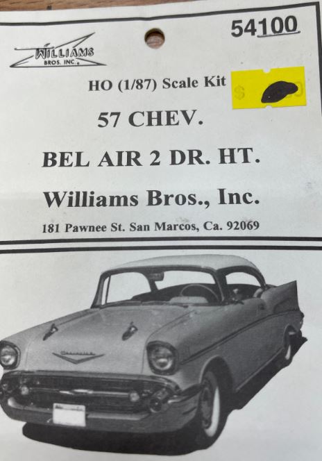 Williams 54100 HO ''57 Chevy Bel Air 2 Door Hard Top Resin Kit