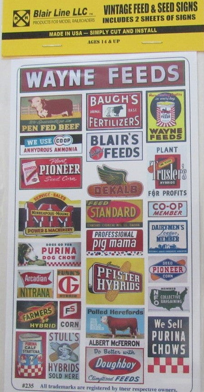 Blair Line 235 O Vintage Feed & Seed Signs