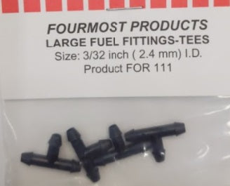 Fourmost 111 Large Fuel Fittings-Tees 3/32 inch (2.4 mm) I.D. Aircraft Parts